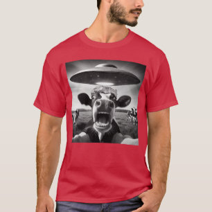 Camiseta Abdução de Vaca Engraçada por Selfie de OVNI Alien