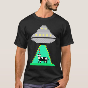 Camiseta Abdução de Vacas Pixeladas por Aliens AAV de OVNIs