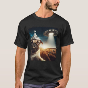 Camiseta Abdução Engraçada de Pug por OVNI Selfie Alien Hil