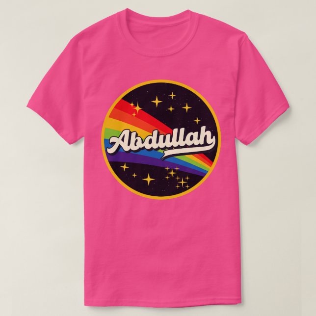 Camiseta Abdullah Rainbow No Estilo De Vintagem Espacial (Frente do Design)