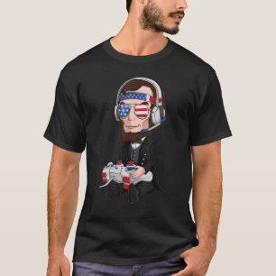 Camiseta Abe Abraham Lincoln Gamer 4 De Julho Dos Eua Flag 
