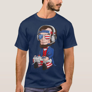 Camiseta Abe Abraham Lincoln Gamer 4 De Julho USA Flag Kid