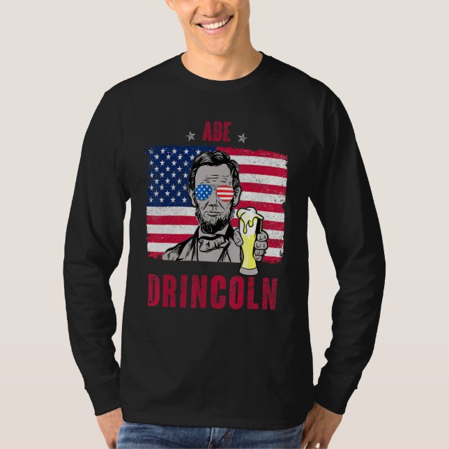 Camiseta Abe Drincoln Abraham Lincoln Funny 4 De Julho Gra (Frente)