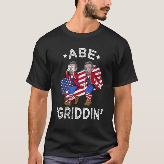 Camiseta Abe Griddin 4 de julho Griddy Men Mulheres EUA Ban (Frente)