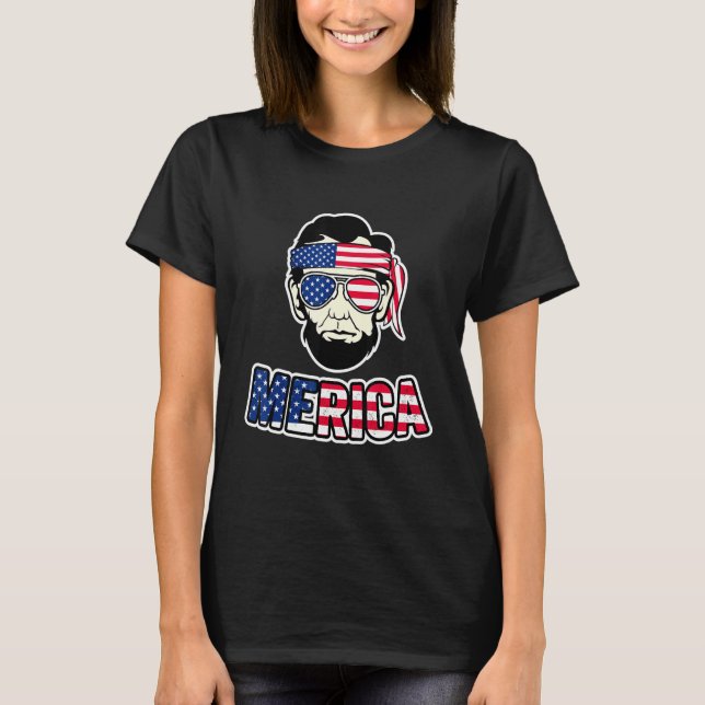 Camiseta Abe Lincoln 4 De Julho Merica Abraham Lincoln Ame (Frente)