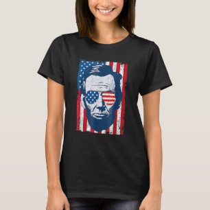 Camiseta Abe Lincoln Beard Óculos escuros e bandeira americ