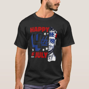 Camiseta Abe Lincoln Beard Óculos escuros e bandeira americ