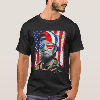 Camiseta Abe Lincoln Beard Óculos Solares Bandeira American