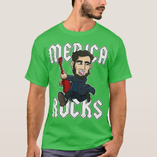 Camiseta Abe Lincoln Merica Rocks EUA Patriótico 4 de julho