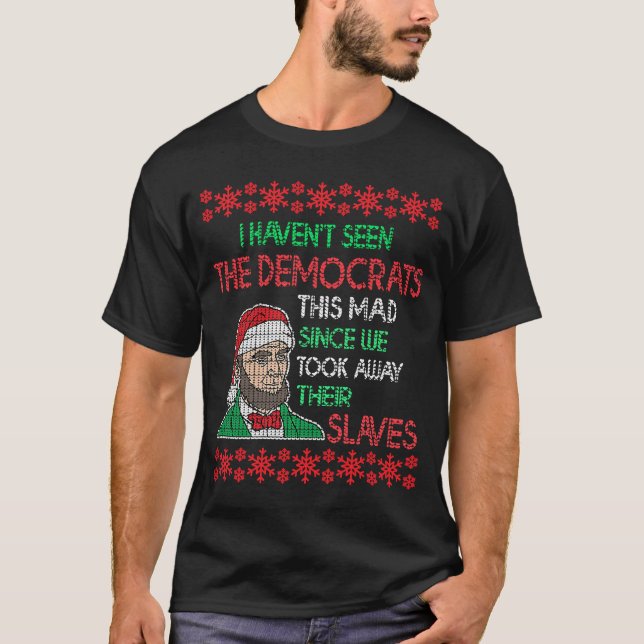 Camiseta Abe Lincoln Natal Não Vi Democratas (Frente)