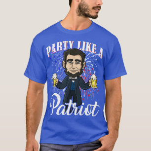 Camiseta Abe Lincoln Party Like A Patriot 4 De Julho USA A