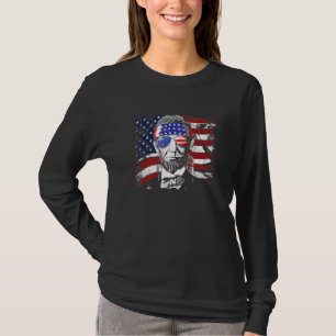 Camiseta Abe Lincoln Sunglass Com Bandeira Americana 4th Of