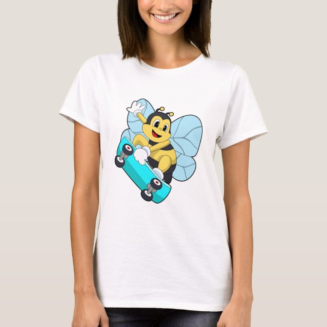 Camiseta Abeelha como Patinador com Skate (Frente)