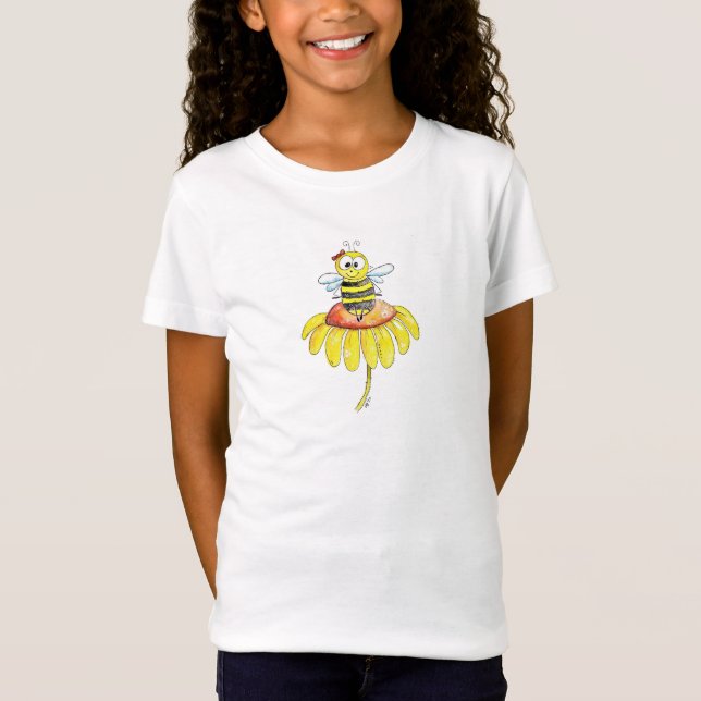 Camiseta Abeia Caprichosa Fofa em uma Flor (Frente)