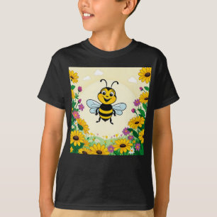 Camiseta Abeia Feliz Em Flores Coloridas