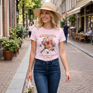 Camiseta Abeia Flor Silvestre Crescendo Onde a Vida Me Plan