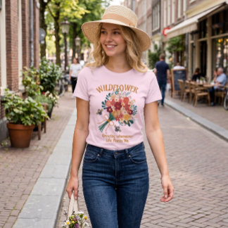 Camiseta Abeia Flor Silvestre Crescendo Onde a Vida Me Plan