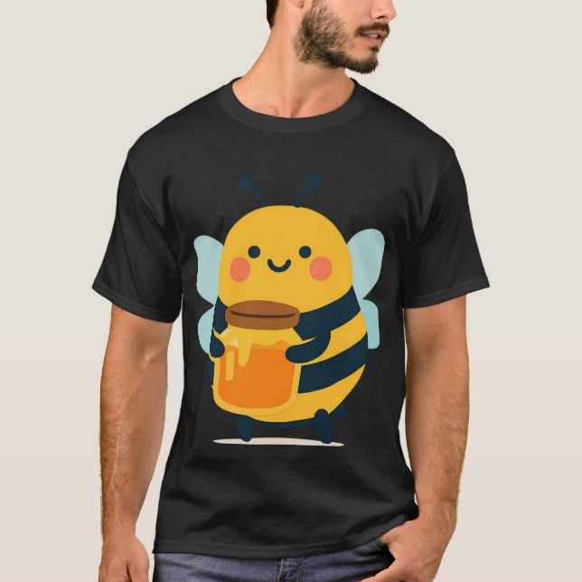 Camiseta Abeirro Fofo Segurando Pote de Mel (Frente)
