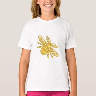 Camiseta Abeja dourada real imitação de bordado