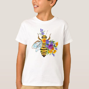 Camiseta Abeja flor com plantas silvestres
