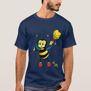 Camiseta Abeja Melífera Fofa com Coração & Monograma