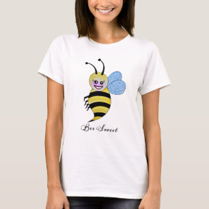 Camiseta Abelha bonito da aguarela com sorriso feliz