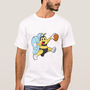 Camiseta Abelha como jogador de basquete com basquete
