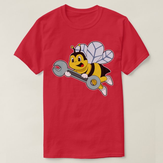 Camiseta Abelha como mecânica com chave inglesa (Frente do Design)