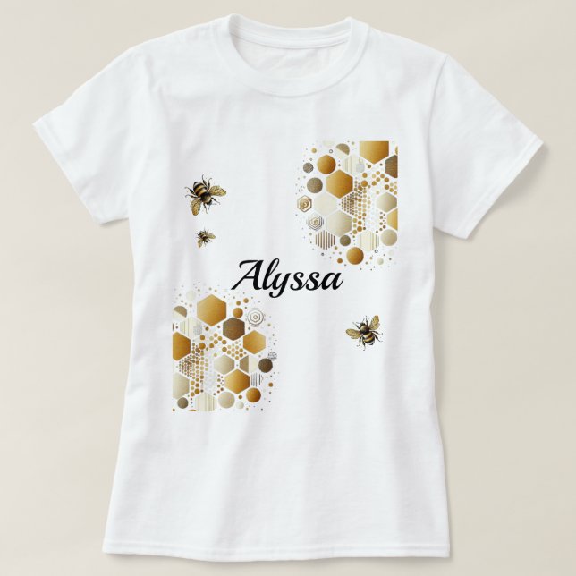 Camiseta Abelha Costeira Personalizada em Honeycomb: Hexágo (Frente do Design)