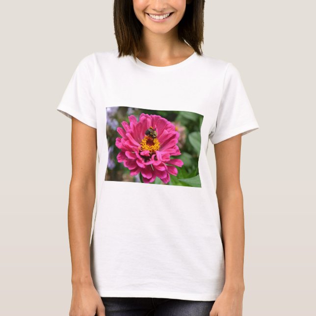 Camiseta Abelha de mel de mãe floral rosa elegante (Frente)
