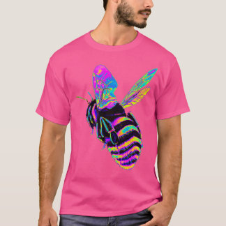 Camiseta Abelha-do-umbigo rosa e azul