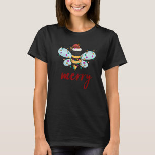 Camiseta Abelha Feliz de Natal em Santa Hat Feliz Xm