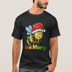 Camiseta Abelha Feliz Natal Papai Noel Abelha Usa Chapéu de