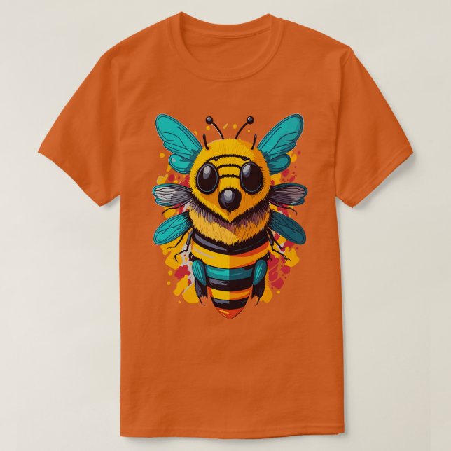 Camiseta abelha fofa colorida vibrante (Frente do Design)