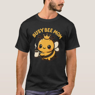 Camiseta Abelha Ocupada Mãe Bebê Café