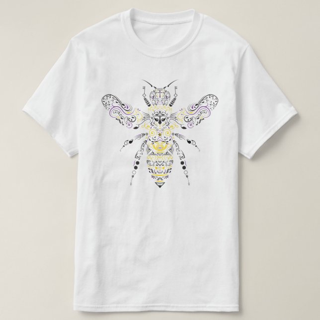 Camiseta abelha ornamentado do mel (Frente do Design)