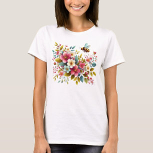 Camiseta Abelha Primavera/Floral colorida