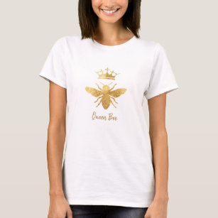 Camiseta abelha rainha da folha de ouro simulada