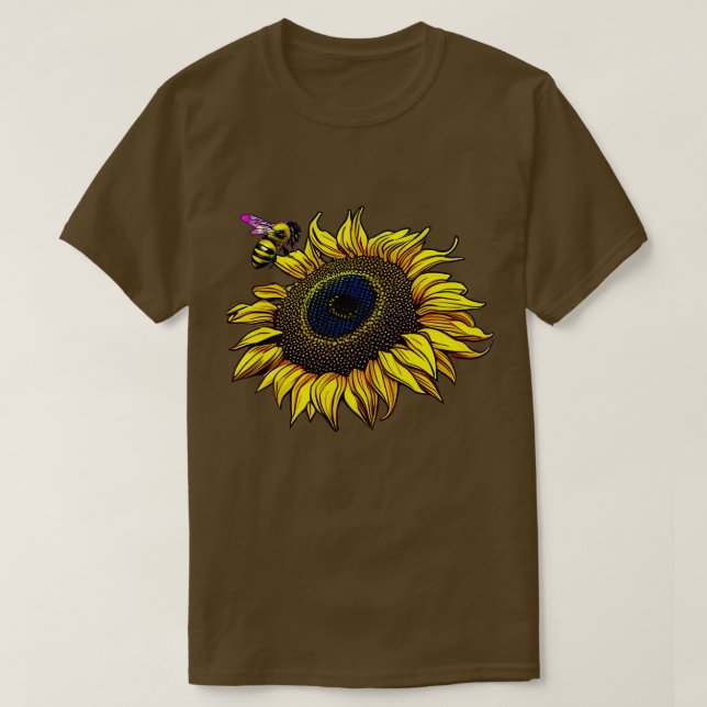 Camiseta abelha sobre girassol 22 (Frente do Design)