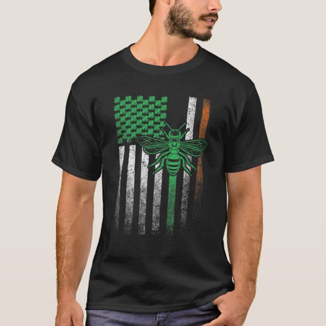 Camiseta Abelhas Colhem Insetos Ruas De Bandeiras Irlandesa (Frente)