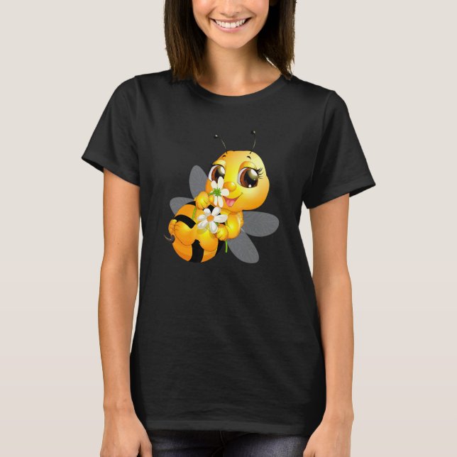 Camiseta Abelhas de mel com raparigas e mulheres margaridas (Frente)