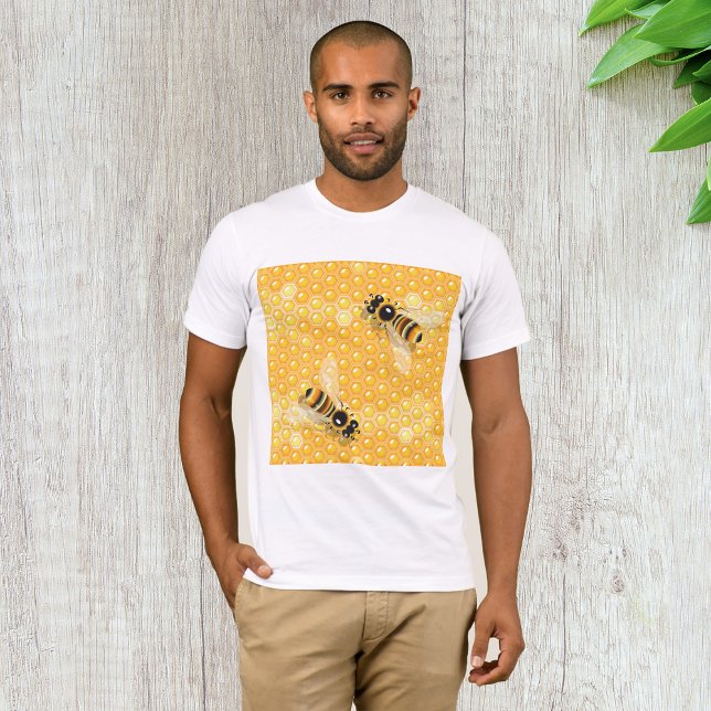 Camiseta Abelhas de Mel no Padrão de Bright Honeycomb (Criador carregado)