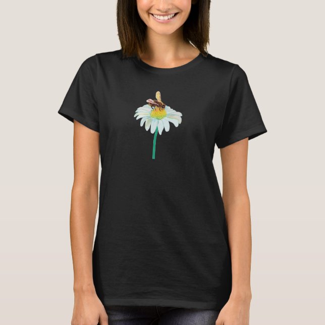 Camiseta Abelhas de mel numa flor branca (Frente)