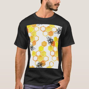 Camiseta Abelhas de Mel: Padrão Amarelo de Aquarela