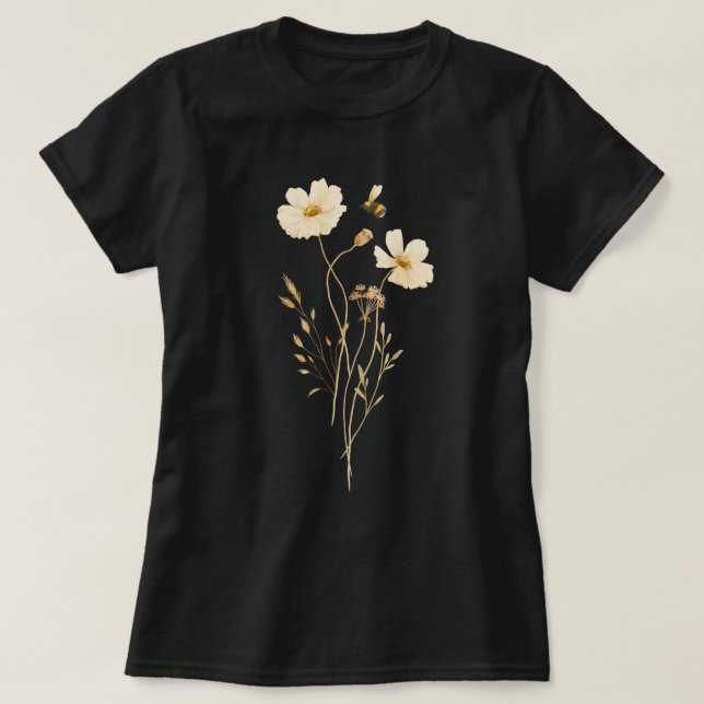 Camiseta Abelhas e Flores (Frente do Design)