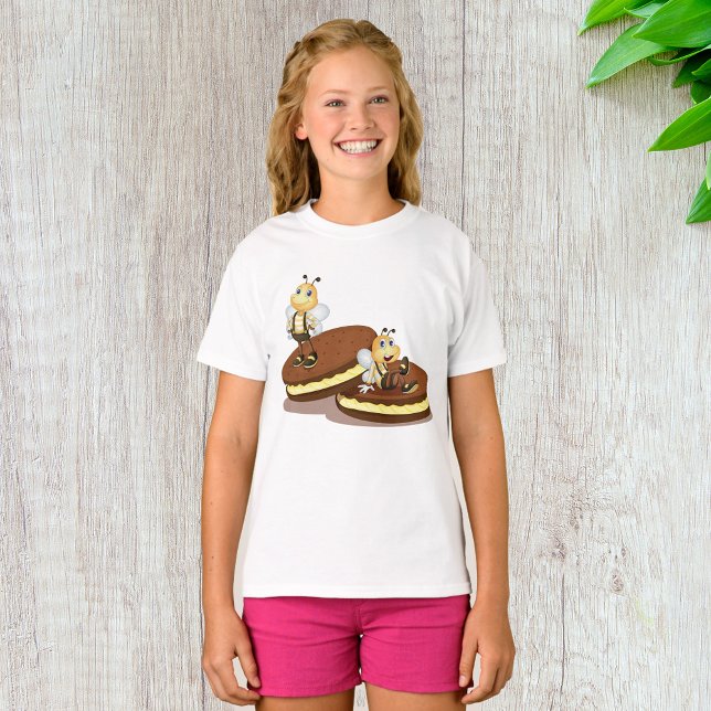 Camiseta Abelhas Em Dois Biscoitos Meninas T-Shirt (Criador carregado)