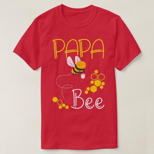 Camiseta Abelhas Familiares Papá Pai Aniversário Primeiro D (Frente do Design)