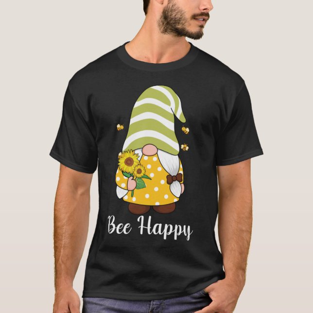 Camiseta Abelhas Feliz Gnomo Primavera Sunflower (Frente)