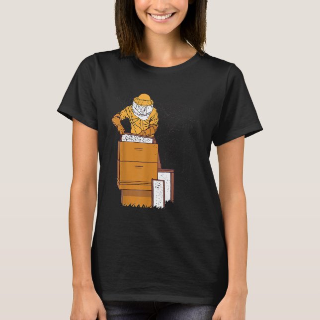 Camiseta Abelhas Gráficas de Colmeia e Guardiã de Abelhas (Frente)