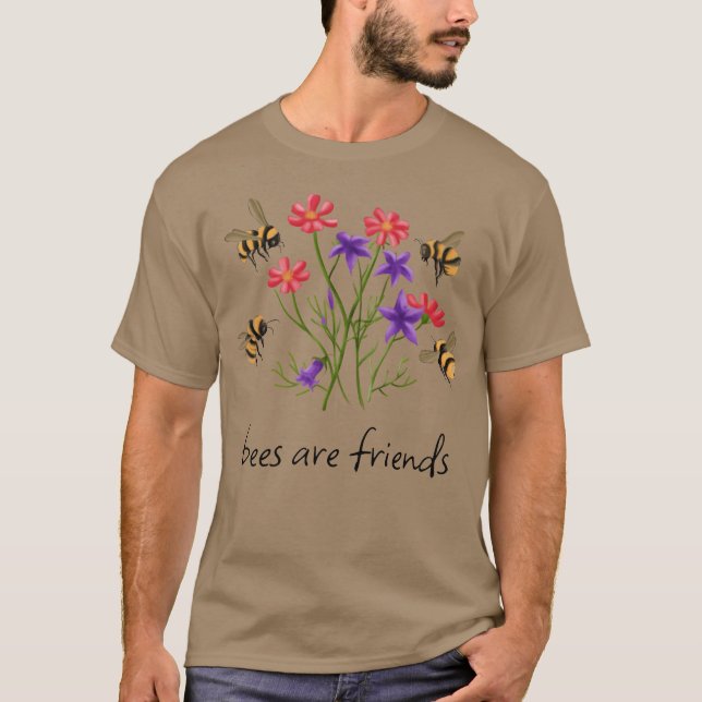 Camiseta Abelhas São Abelhas Amigas E Flores Selvagens (Frente)